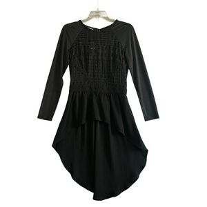 BEBE Hi Lo Tunic Top Long Sleeve Back Zip Black Size Medium NWT